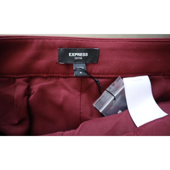 Express Editor 07660601 Women's Sz 4 Maroon High Waisted Midi Pencil Skirt - Picture 3 of 8